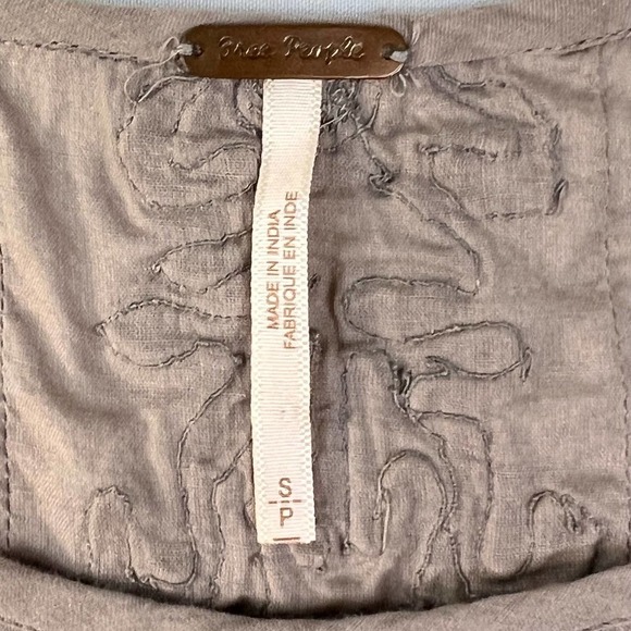 Free People Tan / Nude Embroidered Quills Cropped Top Size Small - Picture 15 of 16